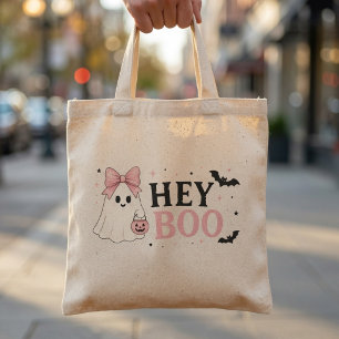 Bolso De Tela Coqueta Rosa Hey Boo Fantasma Halloween