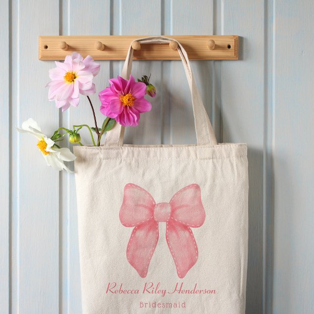 Bolso De Tela Coquette Aesthetic Bridal Shower Cudo Bow Rosa (Subido por el creador)