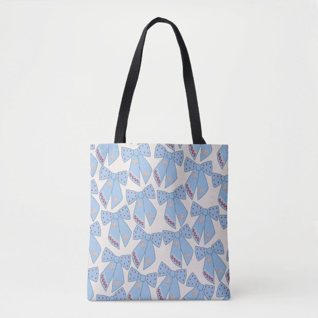 Bolso De Tela Coquette Blue Bows (Anverso)