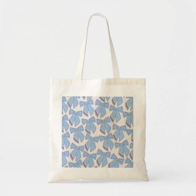 Bolso De Tela Coquette Blue Bows (Frente)