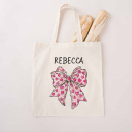 Bolso De Tela Coquette Bow Hot Pink Hearts