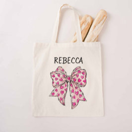 Bolso De Tela Coquette Bow Hot Pink Hearts