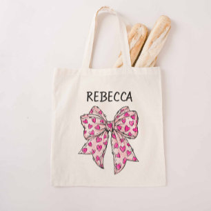 Bolso De Tela Coquette Bow Hot Pink Hearts