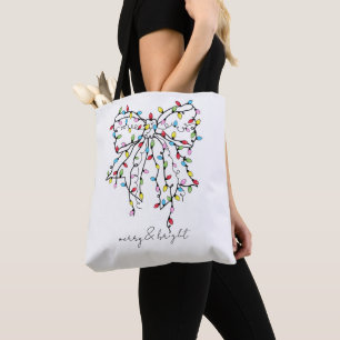 Bolso De Tela Coquette Bow Merry Y Tote De Vacaciones Brillantes