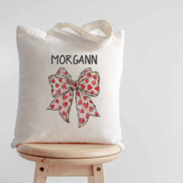 Bolso De Tela Coquette Bow Red Hearts