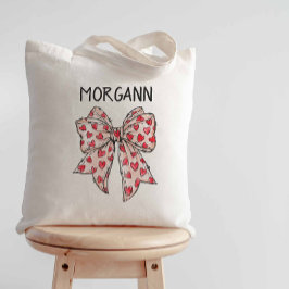 Bolso De Tela Coquette Bow Red Hearts