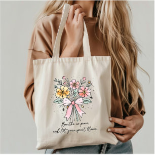 Bolso De Tela Coquette Floral retro con cita