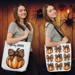 Bolso De Tela Coquette Halloween Leopart Bow Pumpkin Retro