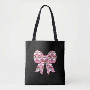 Bolso De Tela Coquette Navidad Lazo Rosa Santa Antiguo Retro