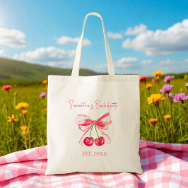 Bolso De Tela Coquette Pink Bow Cherry Bachelorette