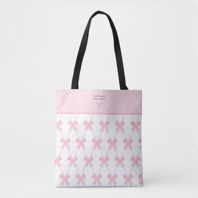 Bolso De Tela Coquette Pink Bow personalizado (Anverso)
