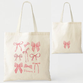 Bolso De Tela Coquette rosa Bow Estética femenina femenina de mo