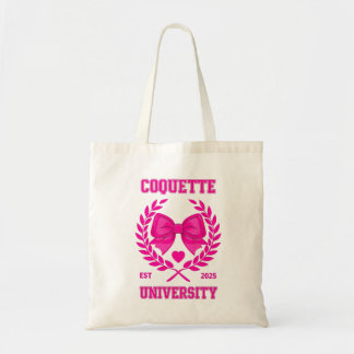 Bolso De Tela Coquette University Tote Bag - Pink Bow Preppy Aes