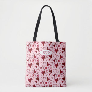 Bolso De Tela Coquette XO ilustrada a mano rosa para el Día de S
