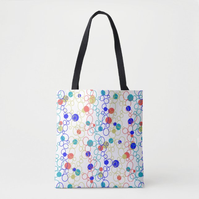 Bolso De Tela Coral Blue Aqua Lime Círculos verdes puntos (Anverso)