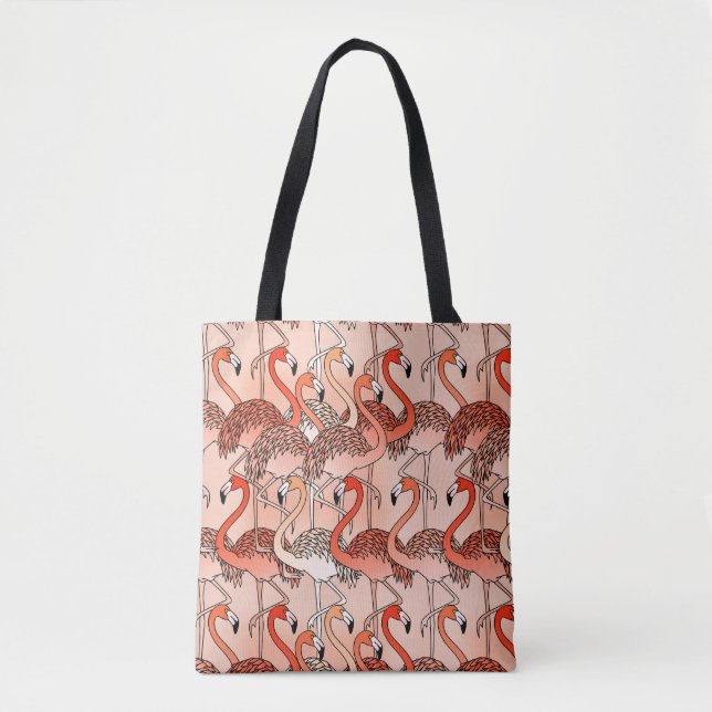 Bolso De Tela Coral Color Flamingos (Anverso)
