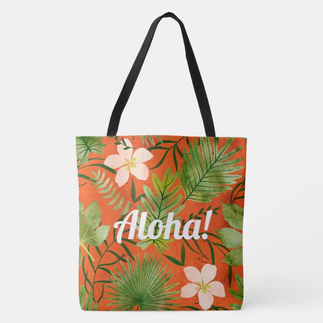Bolso De Tela Coral del Jardín Tropical de Nalani Hawaii (Anverso)