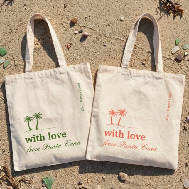 Bolso De Tela Coral Punta Cana Your Destination Wedding Welcome (Subido por el creador)