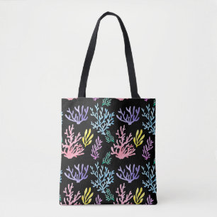Bolso De Tela Coral Reef Elegance: Patrón acuarela