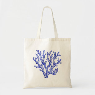 Bolso De Tela Corales marinos azules y blancos