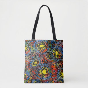 Bolso De Tela Corales ovalados coloridos vívidos Arte abstracto 