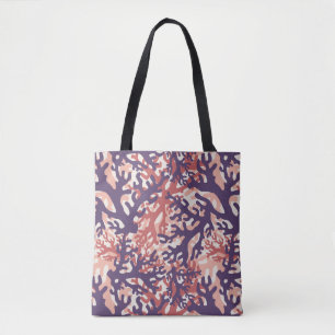 Bolso De Tela Corales superpuestos Peach rojo púrpura