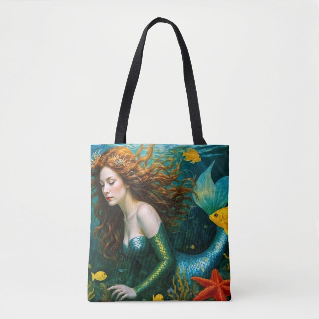 Bolso De Tela "Coralyn" - Hermosa sirena mística (Anverso)
