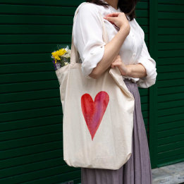 Bolso De Tela Corazón acuático minimalista