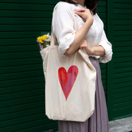 Bolso De Tela Corazón acuático minimalista