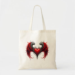 Bolso De Tela Corazón Alado Carmesí Romance Gótico Elegante .