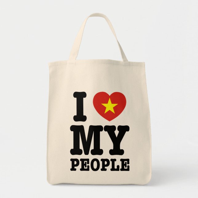 Bolso De Tela Corazón (amor) Mi pueblo vietnamita (Frente)