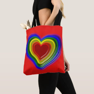 Bolso De Tela corazón arcoiris