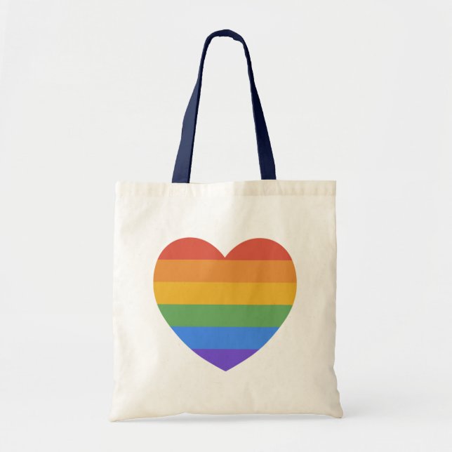Bolso De Tela Corazón arcoiris (Frente)