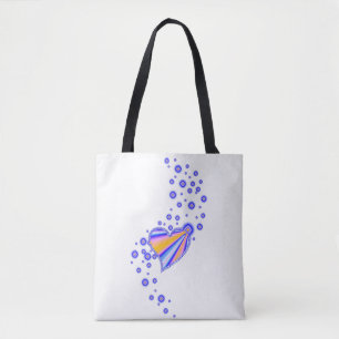 Bolso De Tela Corazón arcoiris amarillo azul con estrellas