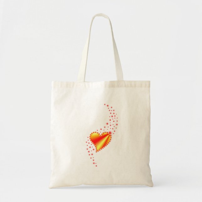 Bolso De Tela Corazón arcoiris amarillo rojo con estrellas (Frente)