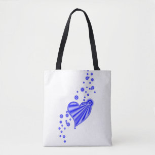 Bolso De Tela Corazón arcoiris azul con estrellas