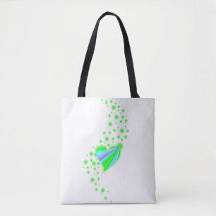 Bolso De Tela Corazón arcoiris con estrellas , púrpura verde