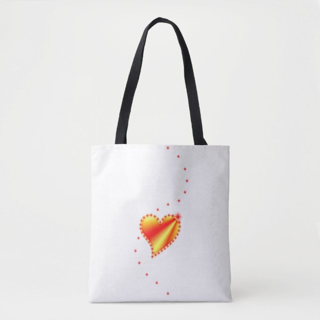 Bolso De Tela Corazón arcoiris rojo amarillo con estrellas (Anverso)