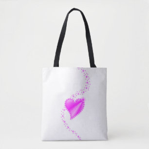Bolso De Tela Corazón arcoiris rosa con estrellas