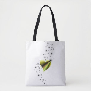 Bolso De Tela Corazón arcoiris verde amarillo negro con estrella