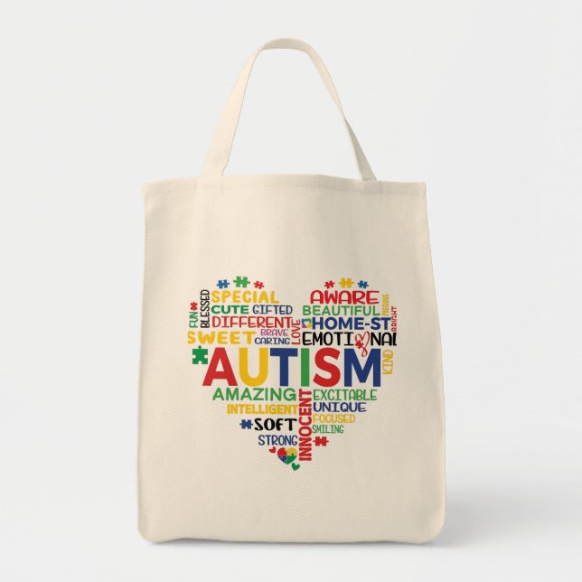 Bolso De Tela  corazon autismo (Frente)