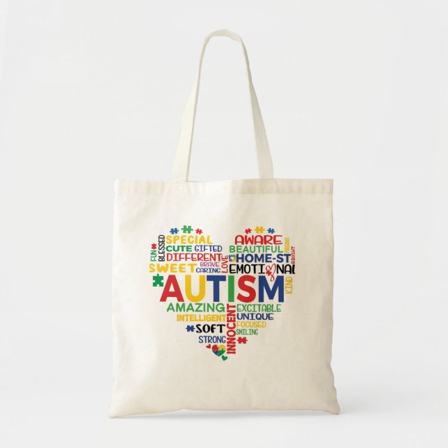 Bolso De Tela  corazon autismo (Frente)