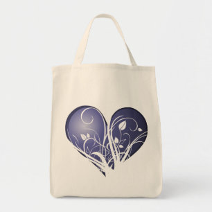 Bolso De Tela Corazón azul floral