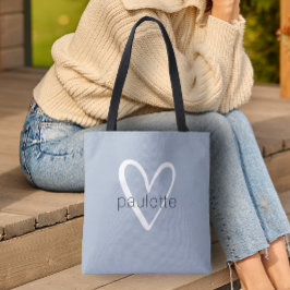 Bolso De Tela Corazón Azul Polvoriento Chic Personalizado