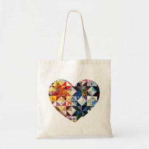 Bolso De Tela Corazón colorido del edredón de remiendo