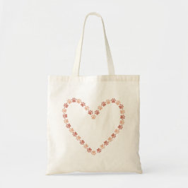 Bolso De Tela Corazón con Huella de Pata Rosa - Huellas de patas