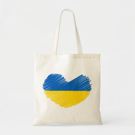 Bolso De Tela Corazón con los colores de la bandera ucraniana. B