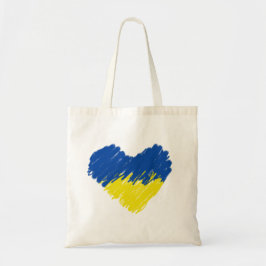 Bolso De Tela Corazón con los colores de la bandera ucraniana. B