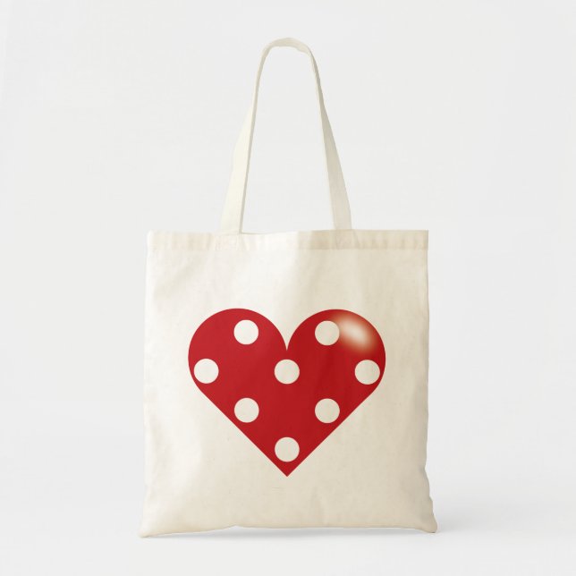 Bolso De Tela Corazón con puntos de Polka (Frente)