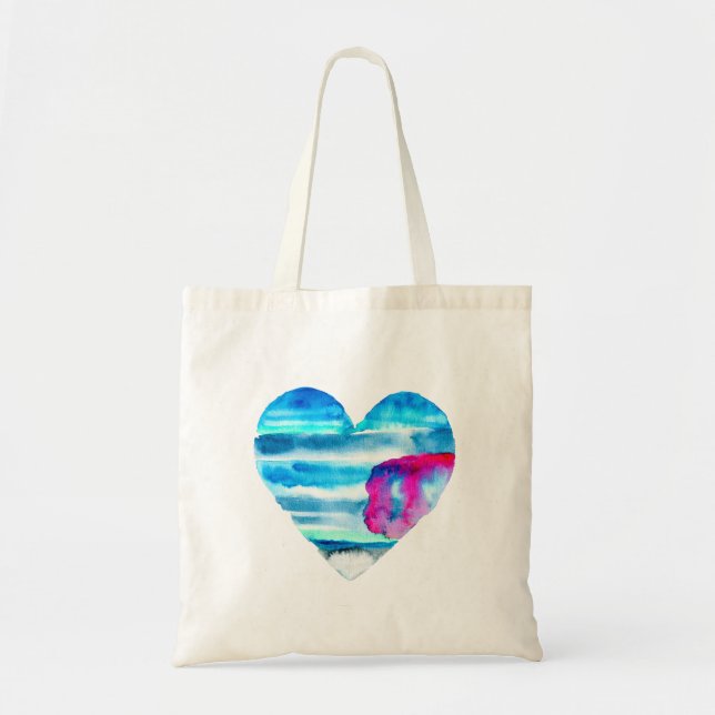 Bolso De Tela Corazón de agua azul (Frente)